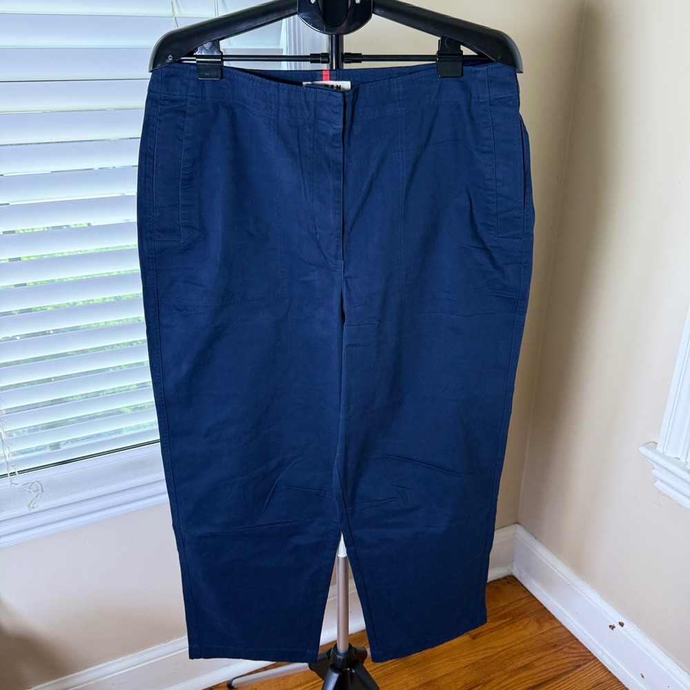 Boden Navy Blue Cotton Stretch Cropped Straight Leg Pants Womens 14R NWT R0904